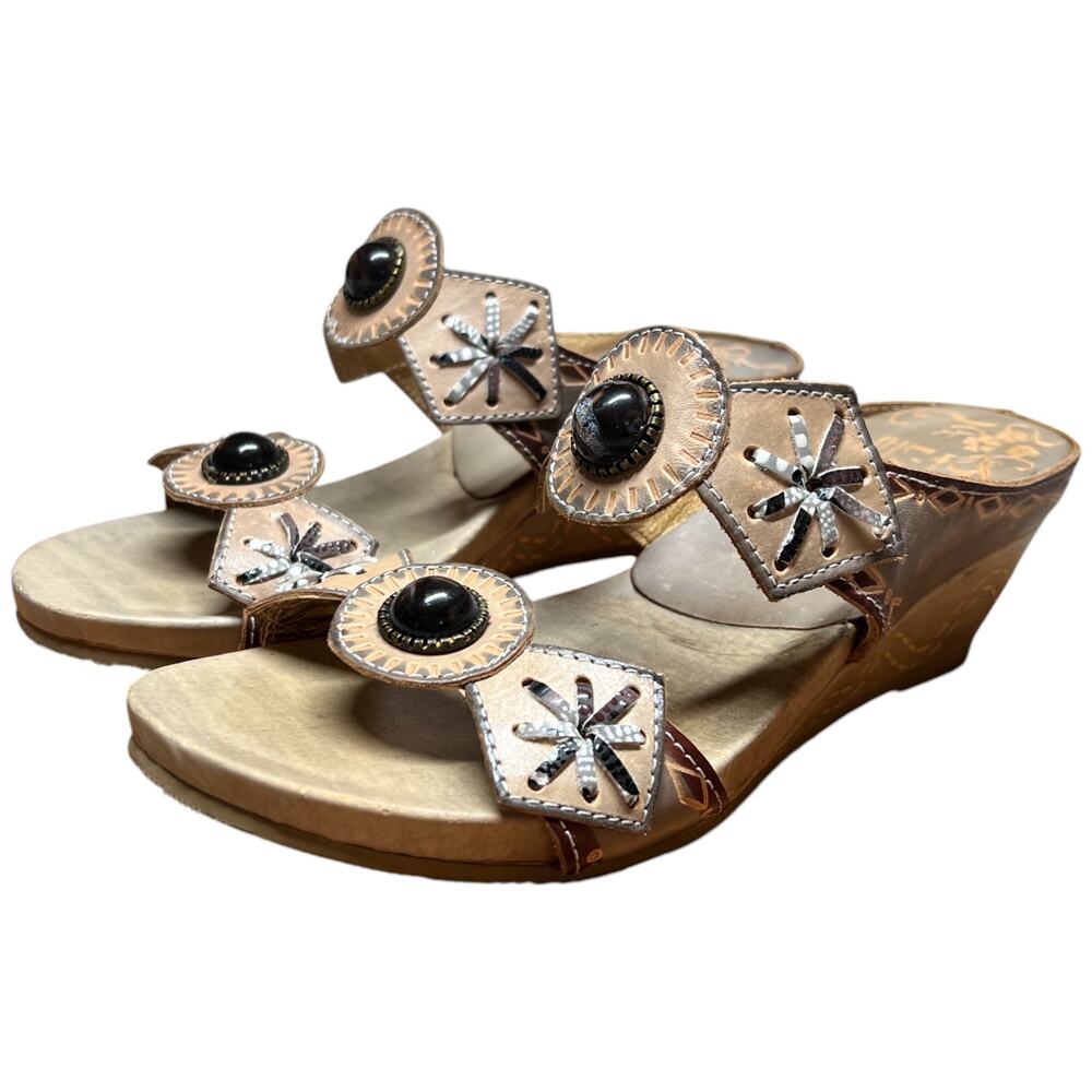 SPRING STEP L'Artiste Women's Size 37/US 6.5-7 Sesame Sandal Wedge Slide Comfort
